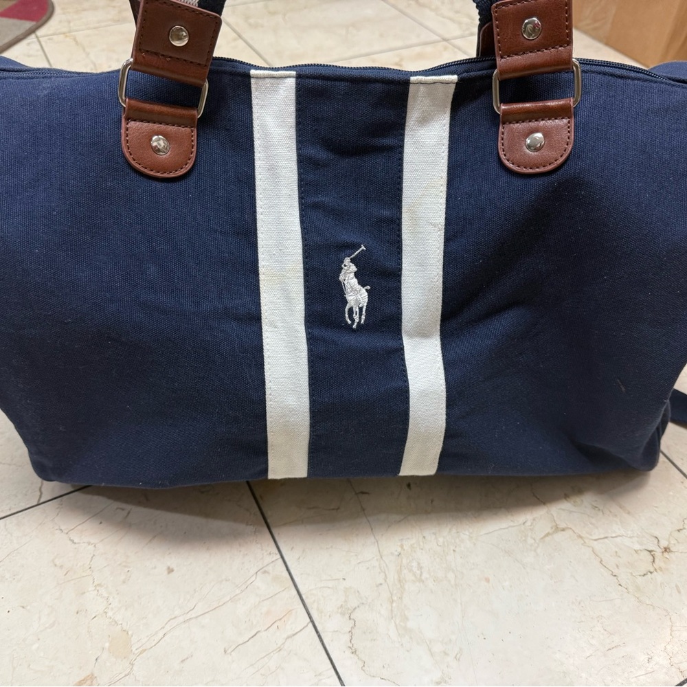 Polo Ralph Lauren Unisex Navy Blue Canvas Duffel Tote Bag
